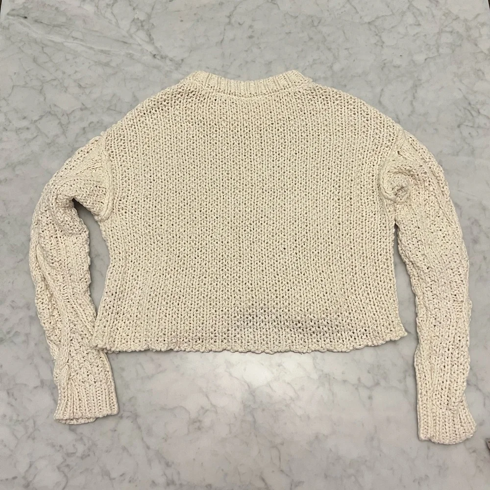 Free People Cutting Edge Cable Pullover in Ivory Size Small - Picture 16 of 16